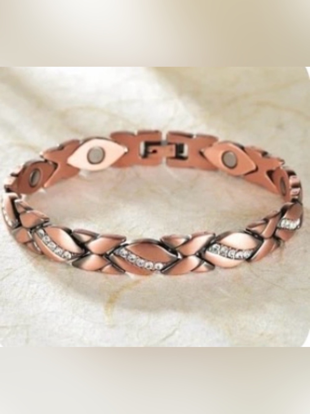 Copper Link Bracelet with Crystal Accents - Women Jewelry